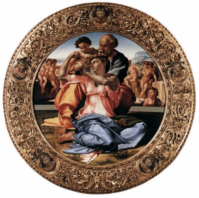 Описание картины  Микеланджело Буонарроти «Святое семейство» (Тондо Дони)