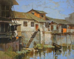 Painting, Impressionism - Rechka-Staryy-dvor