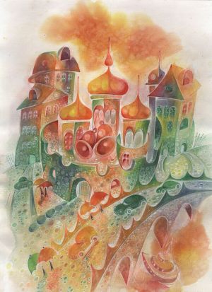 Graphics, Expressionism - Iz-serii-Kupola-i-mosty-Peterburga-akvarel