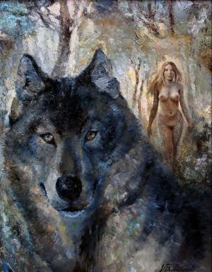 Painting, Nude (nudity) - She-wolf