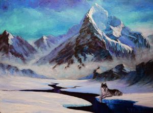 Painting, Landscape - Mountain pass. Guardian