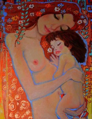 Painting, Expressionism - Motherhood. Tenderness