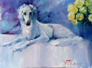 Painting, Animalistics - glamorous dog