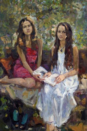 Painting, Realism - Girlfriends