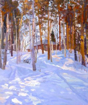 Painting, Landscape - Shadows on the snow