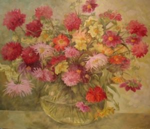 Painting, Still life - Poslednie-cvety