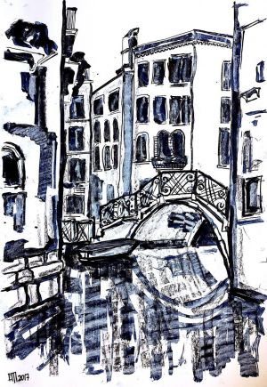 Graphics, City landscape - Bridge in Venice