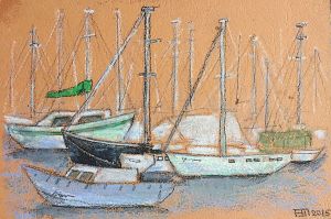 Graphics, Pastel - Spain. Boats