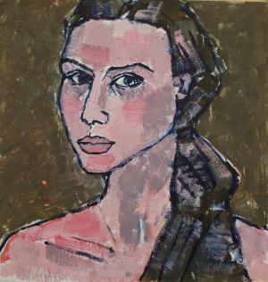 Painting, Expressionism - Pink portrait