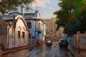 Painting, City landscape - After a little rain on Thursday. Skaryatinsky Lane.