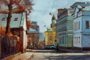 Painting, City landscape - To 5 corners on Lyalin Square. Barashevsky Lane. Moscow