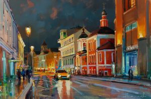 Painting, Impressionism - The warm light of Maroseyka. Moscow.