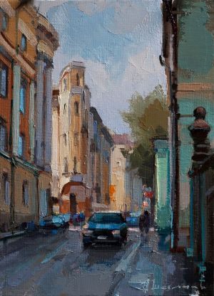 Painting, City landscape - «A miniature thing.» Podsosensky lane.