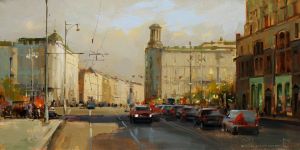 Painting, Realism - Lucky movement. Moscow, Tverskaya street