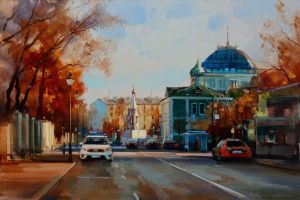 Painting, City landscape - When autumn comes on Bolshaya Nikitskaya« Mo