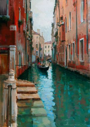Painting, City landscape - Venice in winter, nostalgia.