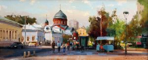 Painting, City landscape - On Novokuznetsk. Bachurina - Smirnova Mansion