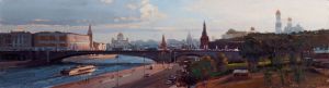 Painting, City landscape - Above the Charge