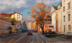 Painting, City landscape - Golden Mile. Ostozhenka Street