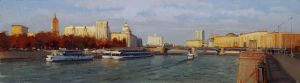 Painting, Oil - Kinopanoram. Borodinsky Bridge