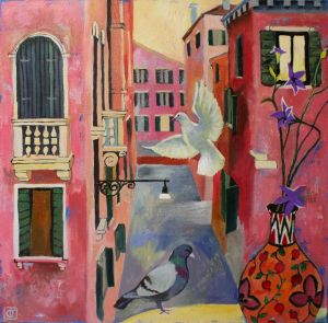Painting, Impressionism - Street in Venice