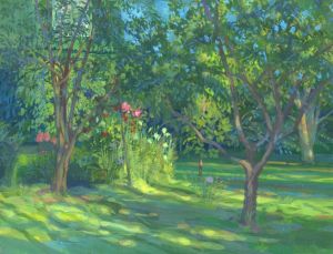 Painting, Landscape - Vecher-v-sadu