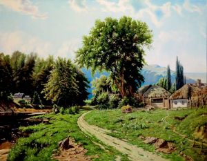 Painting, Landscape - Farm in the Ukraine (a copy kryzhitskogo K. Ya.)