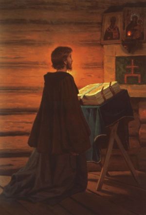Painting, Religious genre - Saint Sergiy. Prayer