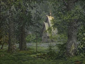 Painting, Landscape - Vo-glubine-lesov