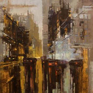 Painting, City landscape - «Urban Jungle. Vol. 13. The Grey 8025»