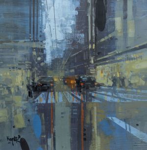 Painting, City landscape - miniUJ 19. The Blue 5012