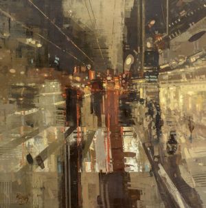 Painting, Abstractionism - Urban Jungles. Vol. 2. Evening lights of Moscow