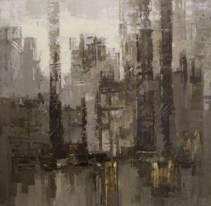 Painting, City landscape - Urban Jungle. Vol. 8. View through a rainy window