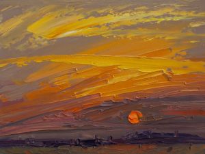 Painting, Landscape - Spring sunset