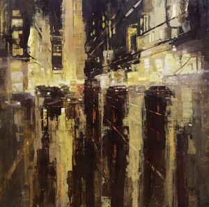 Painting, City landscape - «Urban Jungle. Vol. 14. Right now»