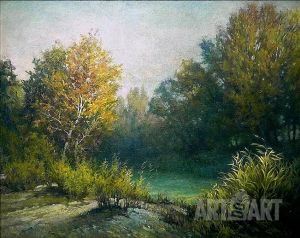Painting, Landscape - Osennee-utro