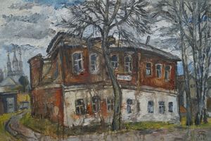 Painting, City landscape - Vyazma, abandoned house