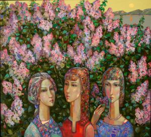 Painting, Expressionism - «Spring conversation»