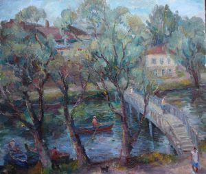 Painting, Landscape - Most-na-reke-Trubej-v-Pereslavle