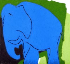 Painting, Animalistics - Blue elephant