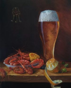 Painting, Still life - Still life with shrimp