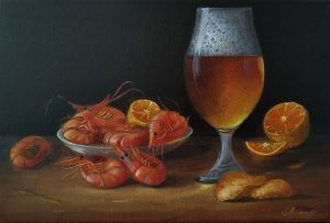 Painting, Still life - Still life with beer