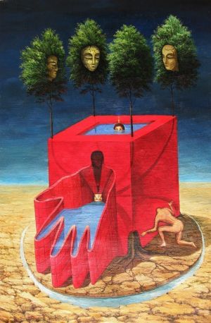 Painting, Surrealism - The blessed silence of the soul before a thunderstorm.