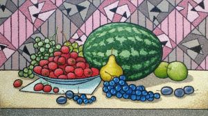 Painting, Surrealism - Still life with watermelon.