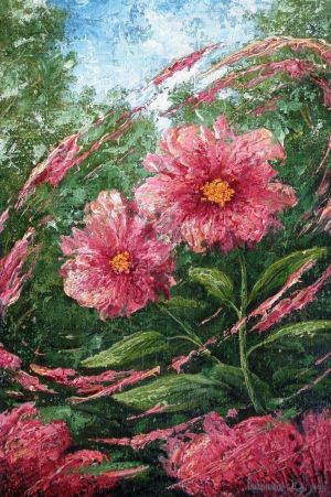 Painting, Landscape - Forest flowers.