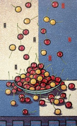 Painting, Surrealism - Falling cherries.