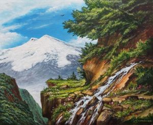 Painting, Landscape - View of Elbrus.