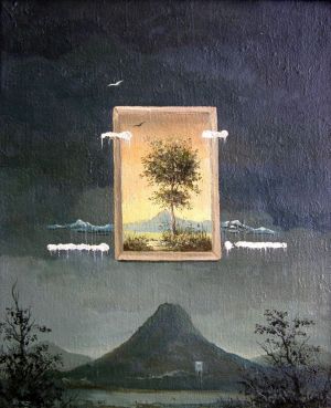 Painting, Landscape - Distant and near mountains