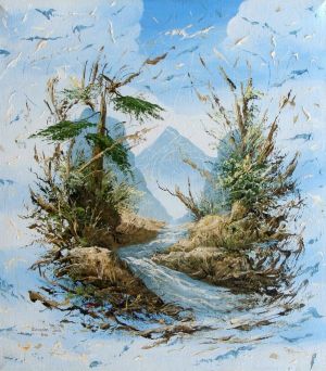 Painting, Landscape - By a mountain stream