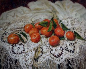 Painting, Still life - Mandariny-na-krujevah
